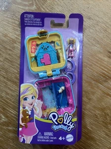 MATTEL Polly Pocket Blue Square Tiny Compact Dog House MICRO PLAYSET 2022 - Picture 1 of 2