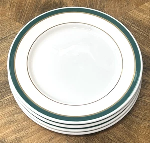 Set of 4 Bread Plates Dessert Dudson England Restaurant Ware Vintage Green Gold - Picture 1 of 8