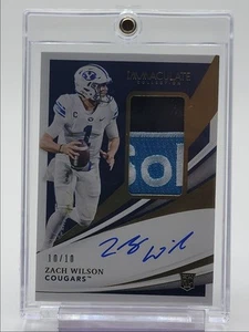 ZACH WILSON 2021 IMMACULATE RPA ROOKIE BOWL LOGO PATCH RC AUTO 10/10 Q1887 - Picture 1 of 2