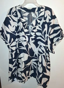 Markenlose mehrfarbige geblümte Kurzarm-Bluse mit V-Ausschnitt Größe 2X - Bild 1 von 3