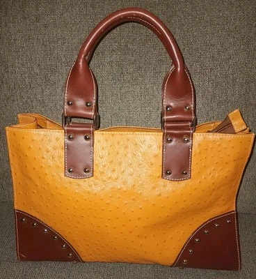 Nuevo con etiquetas Bolso de Mano Claudia Firenze Italiano Cocodrilo Repujado Naranja/Marrón Cuero Italia Foto 1 de 4