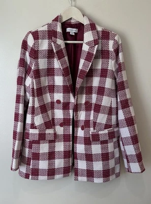 Liz Claiborne Wool Blend Rose Checkered Jacket Tweed Womens Sz. 8 - Image 1 of 4