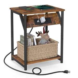 VASAGLE Side Table with Charging Station, End Table with USB Ports and Outlets, - Picture 1 of 9