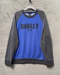 Oakley Jumper Size XL Extra-Large Mens Pullover Big Spellout Graphic Blue Grey - Picture 1 of 7