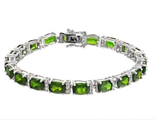 Brazalete Verde Cromo Diópsido Rodio Sobre Plata de Ley 17.88ctw NUEVO Foto 1 de 4