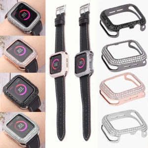 Para iWatch Series 7 6 5 4 3 2 1 Funda protectora de diamante de cristal metálico Bling - Imagen 1 de 20