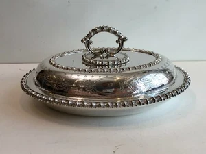 Antique 3 Pcs Old Sheffield Victorian Silver Plate Entree Dish, 12" x 9 1/4"  - Picture 1 of 11