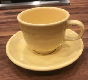 Vintage Fiesta Dinnerware Pale Pastel YELLOW Cup And Saucer Excellent Condition - Picture 1 of 8