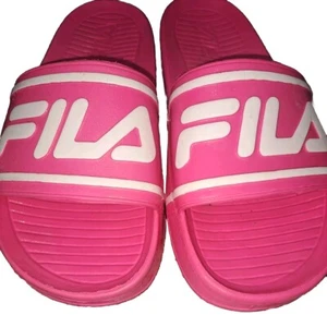 Fila Slides Women's Hot Pink With White Letters Size 10 - Picture 1 of 4