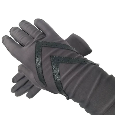 Isotoner Aris Driving Gloves Women OS Gray Leather Chevron Stretch Nylon Spandex - Image 1 of 4