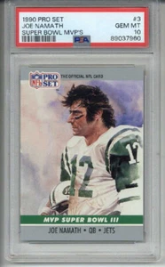 1990 PRO SET SUPER BOWL MVP'S #3 JOE NAMATH NEW YORK JETS PSA 10 LOW POP RARE - Picture 1 of 2