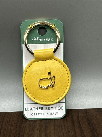 New! Augusta National Golf Masters Tournament Yellow Leather Key Fob Keychain Cover