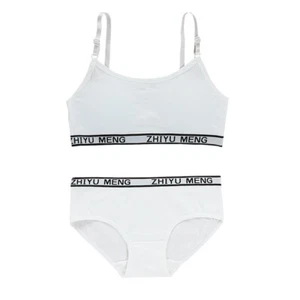 Cotton Underwear Sets Girls Training Bras Puberty Bra CROP TOPS BRIEFS AGE 8-16 - Picture 1 of 10