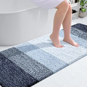 70x24 microfiber bathroom runner, absorbent, rubber - backed, navy blue - Picture 1 of 6