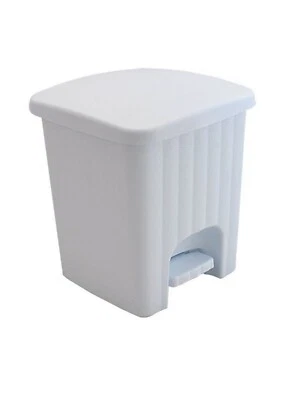 Pattumiera a Pedale in Plastica Bidone Cestino da Bagno per Carta Spazzatura - Immagine 1 di 3