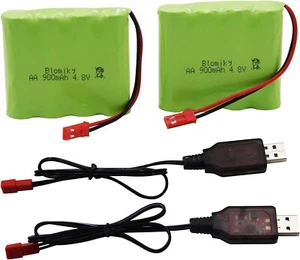 Blomiky 2 Pack JST 4.8V 800mAh Ni Cd Rechargeable Battery Pack with JST Plug - Picture 1 of 7