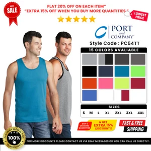 Port & Company PC54TT Men's Core Soft Cotton Sleeveless Stylish Tank Top - Picture 1 of 53