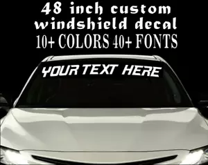 CUSTOM VINYL WINDSHIELD BANNER Lettering Decal Name Sticker Window Tattoo car  - Picture 1 of 4