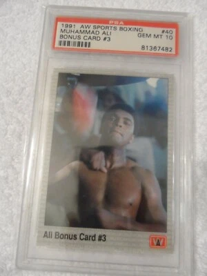 Muhammad Ali 1991 AW Sports Boxing #40 PSA 10 BONUS CARD #3 GEM MT - Image 1 of 2