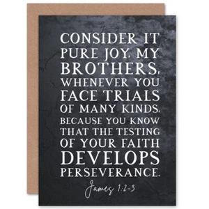 James 1:2-3 Your Faith Develops Perseverance Bible Quote Blank Greeting Card - Bild 1 von 4