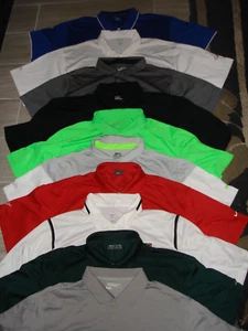 LOT-10 NIKE, UNDER ARMOUR , IZOD ECT. SOLID POLY S/S POLO SHIRTS W/LOGOS 2XL - Picture 1 of 11