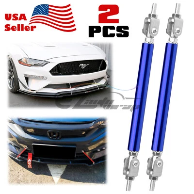 Blue 6"-8" Adjustable Front/Rear Frame Bumper Lip Splitter Strut Rod Support - Image 1 of 4