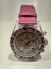 Rare ToyWatch Brand Chrono Baguette White Dial Watch Pink Satin Strap
