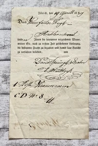 1839 Dusser Schwyz Zürich Fügli Sprüngli Frachtbrief Transportschein Dokument - Picture 1 of 2