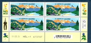 frankreich 2024 Landschaften LAUTARET Garten Natur Blumen Bergvogel 4V BLK DATE - Bild 1 von 1