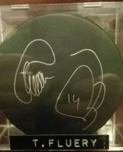 Theoren "Theo" Fleury Calgary Flames Signed/Autographed NHL Hockey Puck - Picture 1 of 1