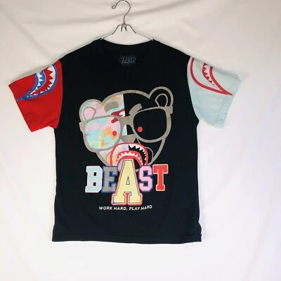 Fresh Laundry T-shirt Men’s X-Large Work  Hard Play Hard Black Shark Teeth Shirt - Image 1 of 4