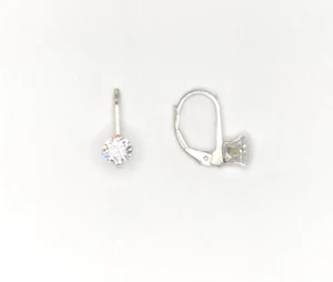 5 mm Round Cubic Zirconia North/South Sterling Silver Leverback Drop Earrings - Imagen 1 de 2
