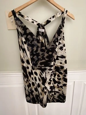 Camiseta sin mangas Robert Rodriguez estampado animal seda lazo trasero drapeado delantero talla 10 nueva con etiquetas Foto 1 de 4