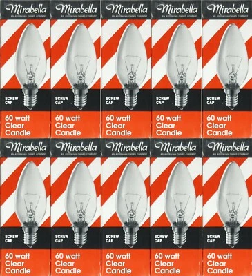 10 x 60W Incandescent Candle Light Globes Bulbs Lamps Small Screw E14 Clear SES - Image 1 of 2
