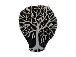 Folk Bird Tree Shaped 5.1 x 6.2cm Indian Hand Carved Wooden Printing Block Stamp - Picture 1 of 3