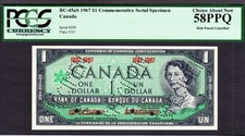 Canada 1967 One Dollar "COMMEMORATIVE" SPECIMEN BC-45aS About UNC PCGS 58 PPQ