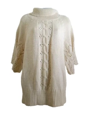 Willi Smith Women's 3/4 Sleeve Turtle Neck Knit Ivory Sparkle Sweater Size XL - Image 1 of 4
