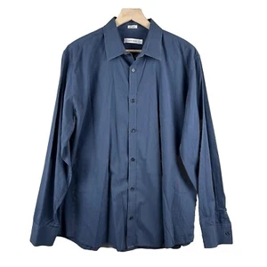 Calvin Klein Shirt Men’s Size XL Blue Long Sleeve Button-Down Cotton - Picture 1 of 11