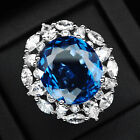 Striking Blue Spinel Rare 20.10Ct 925 Sterling Silver Delicate Rings Size 6.25