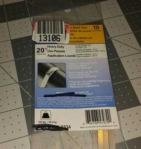 NAPA 20" Heavy Duty Stainless Steel Cable Zip Ties 100 Lbs 10 Ct 770-9334 - Picture 1 of 2