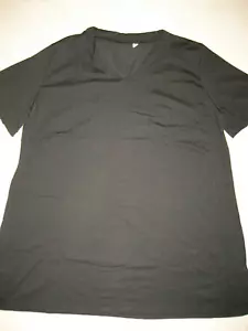 NEW womens XL black short sleeve cotton blend v-neck t-shirt top - Picture 1 of 1