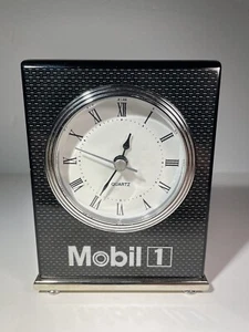 Mobil One 1 Black Chrome Desk Shop Clock Analog Motor Oil Garage Racing 5.5" T - Picture 1 of 24