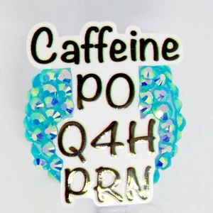 Coffee Caffeine Oral Prescription Badge Reel ID Holder Nurse Teacher Student ER - Picture 1 of 2