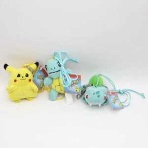 Collana Portachiavi Peluche Pokemon TriStar Ufficiale 1999 Pikachu Squirtle Bulbasaur - Foto 1 di 9