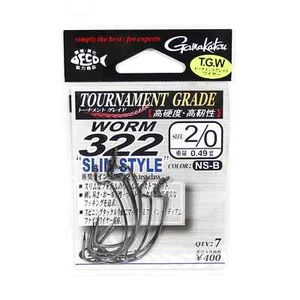 Gamakatsu Worm 322 Slim Style Worm Hook Offset Weedless - Picture 1 of 4