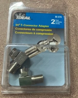 Ideal 85-070 Coaxial Adapter Type F Female End A Type F Male End B 90 Deg Bod - Image 1 of 2