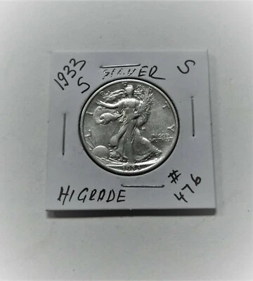 1933 S Walking Liberty Half Dollar, Better Circ. Grade # 476  V4 - Image 1 of 2