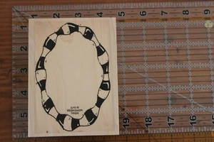 WHIPPER SNAPPER Wood Rubber Stamp Christmas Candy Cane OVAL Frame A048 D - Picture 1 of 2