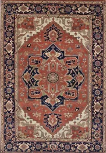 Oriental area rug Red Heriz hand knotted elegant New Rare Wool 6 X 9 India. - Picture 1 of 7