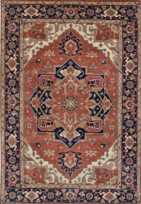 Oriental area rug Red Heriz  hand  knotted elegant  New Rare Wool 6 X 9 India. - Image 1 of 4